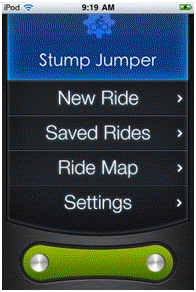 Menu for Liverider Cycling Computer