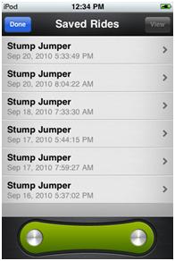 Saved Cycle Rides for Liverider Cycling Computer