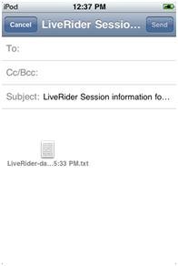 Email Saved Bike Rides for Liverider Cycling Computer