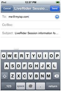 Emailing Saved Bike Rides for Liverider Cycling Computer