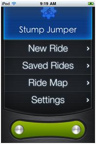 Select Saved Rides on Liverider Cycling Computer